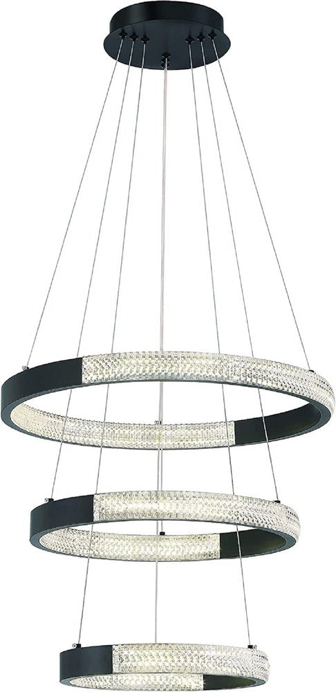 Black Candle Style Three Light Metal LED Dimmable Chandelier