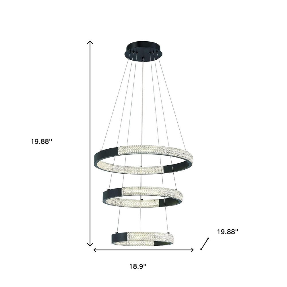 Black Candle Style Three Light Metal LED Dimmable Chandelier