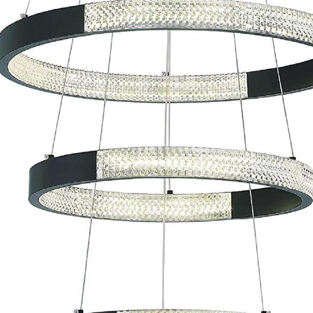Black Candle Style Three Light Metal LED Dimmable Chandelier
