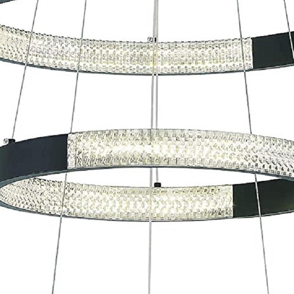 Black Candle Style Three Light Metal LED Dimmable Chandelier