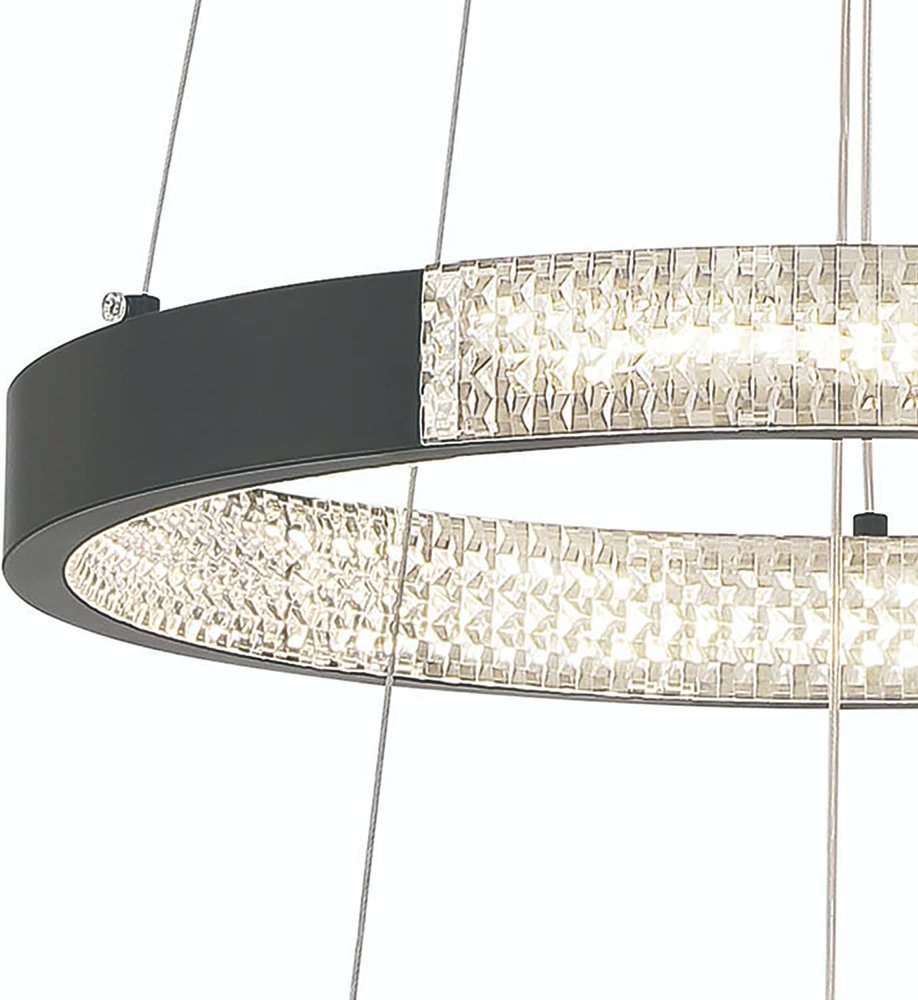 Black Candle Style Three Light Metal LED Dimmable Chandelier