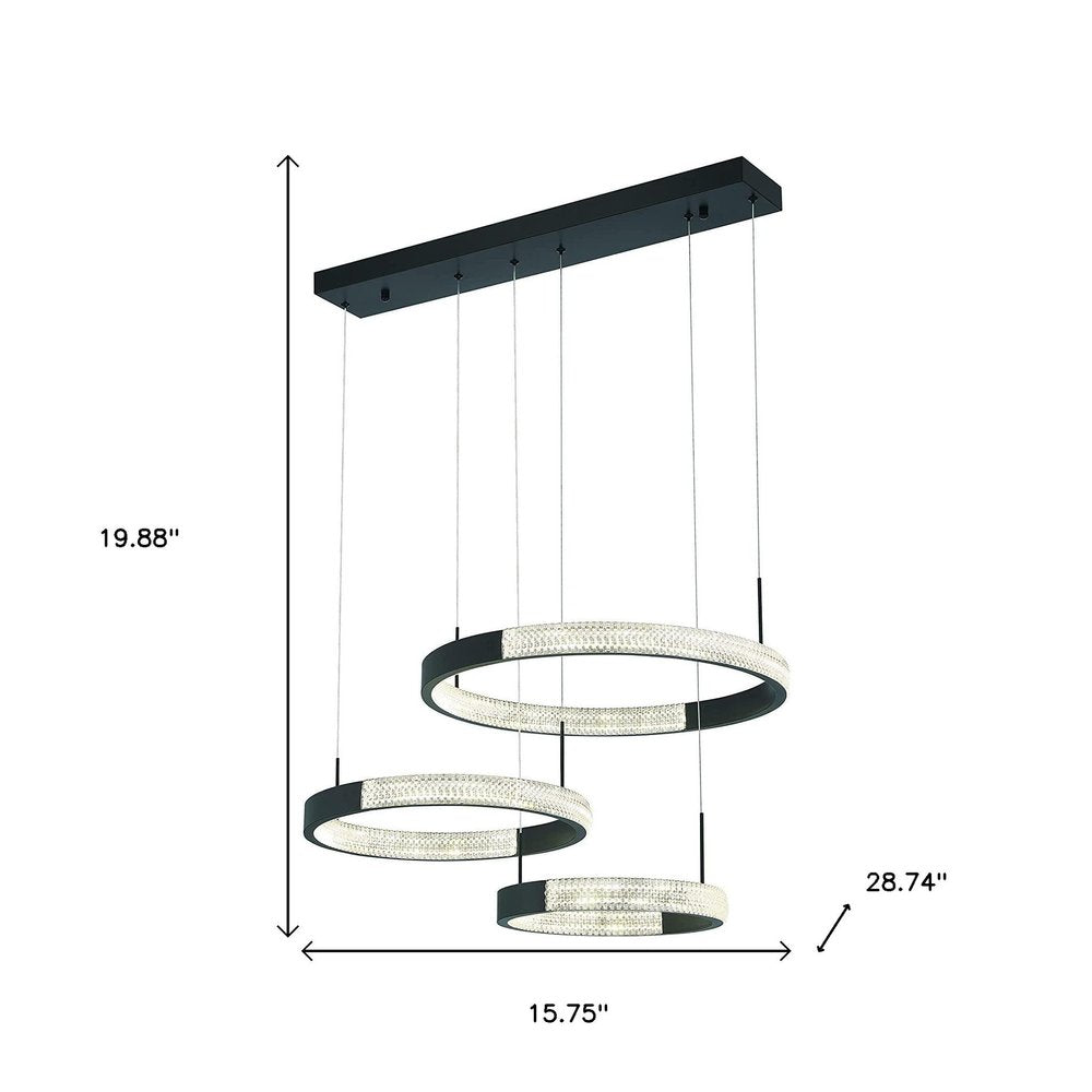 Black Candle Style Three Light Metal LED Dimmable Chandelier