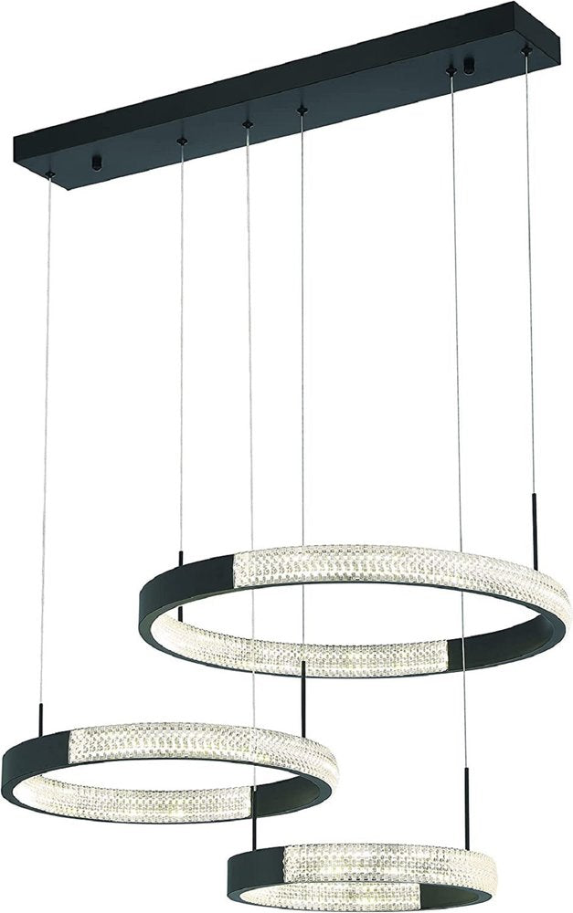 Black Candle Style Three Light Metal LED Dimmable Chandelier