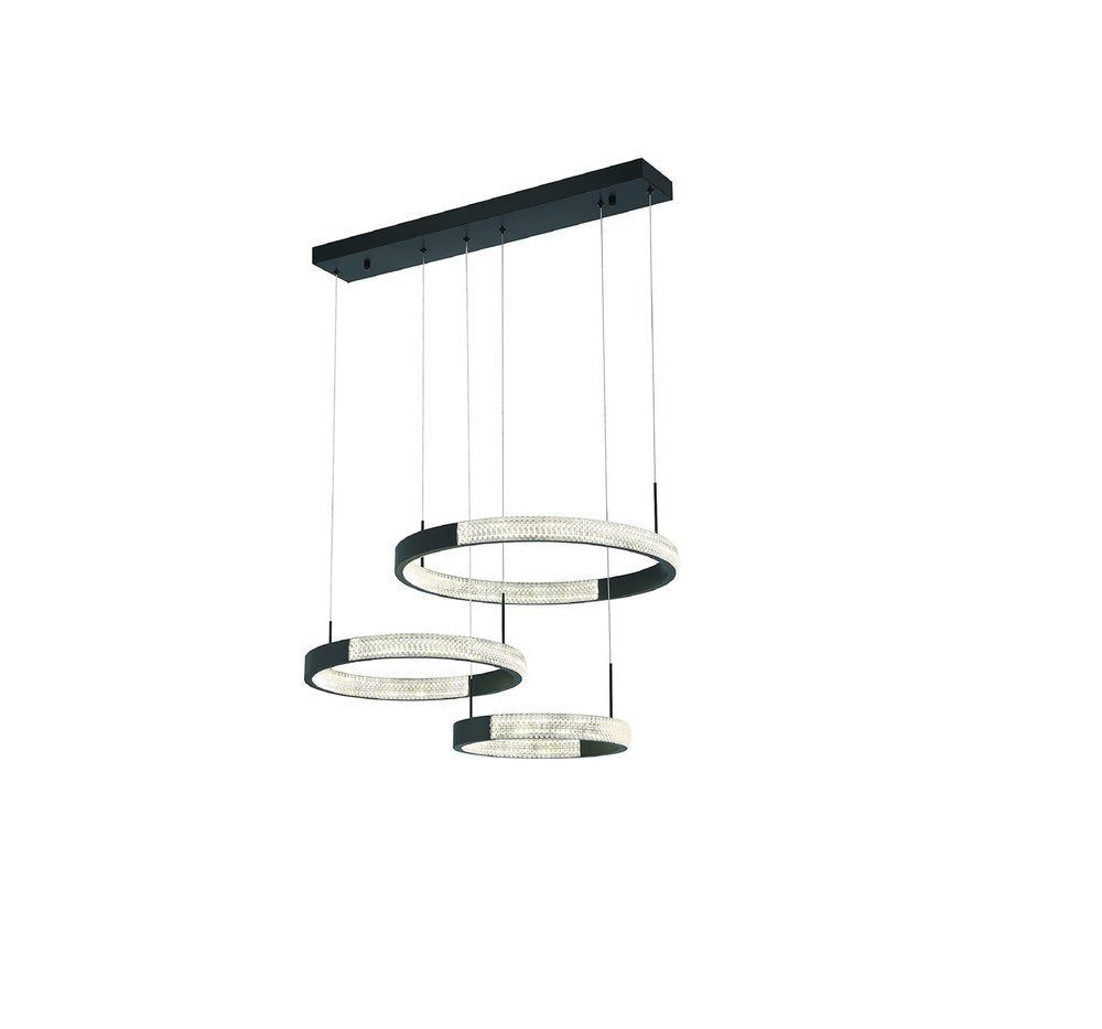 Black Candle Style Three Light Metal LED Dimmable Chandelier