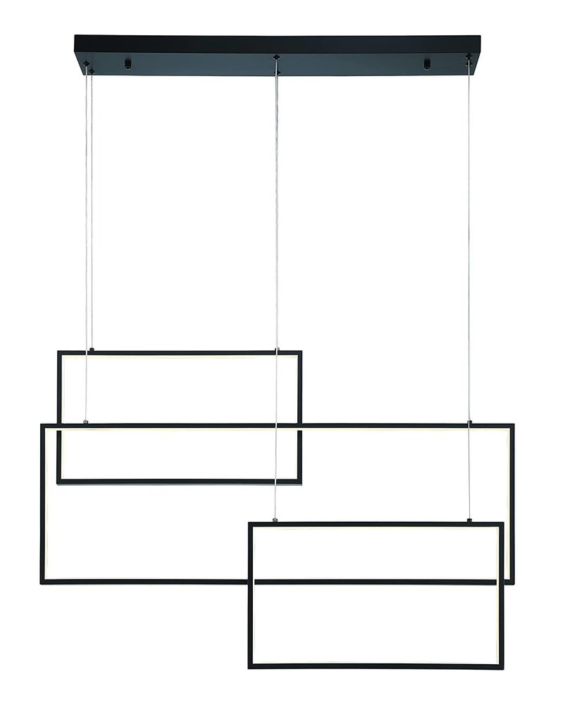 Black Candle Style Three Light Metal LED Dimmable Chandelier