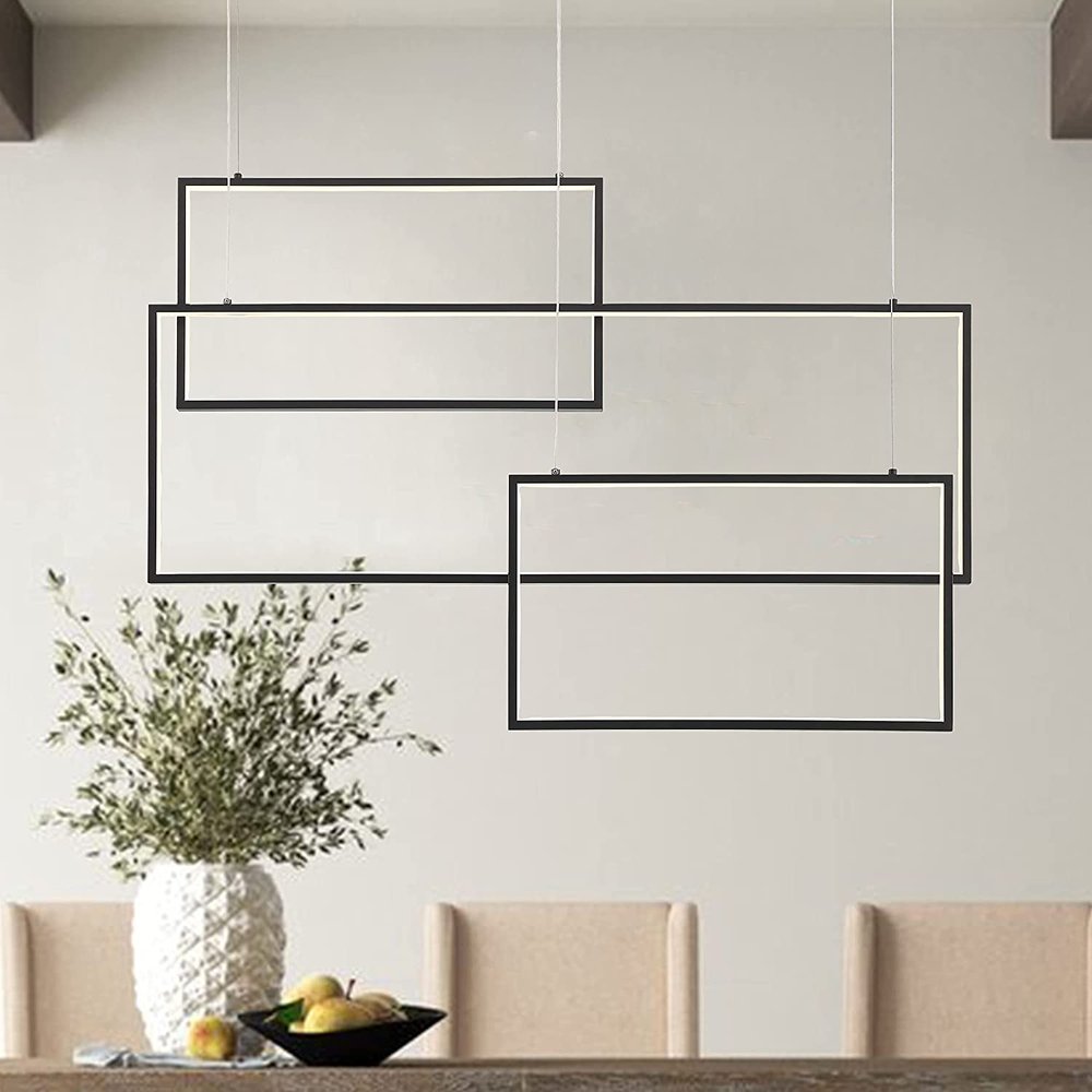 Black Candle Style Three Light Metal LED Dimmable Chandelier