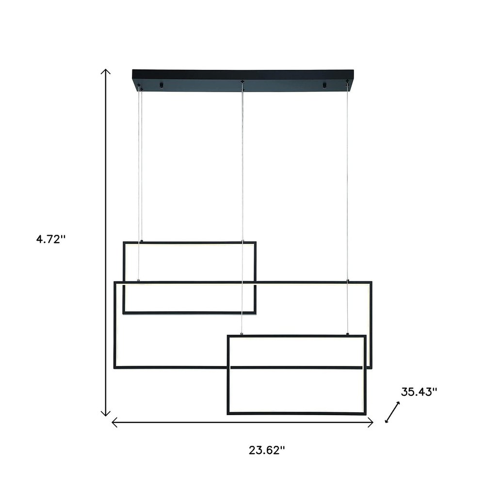 Black Candle Style Three Light Metal LED Dimmable Chandelier
