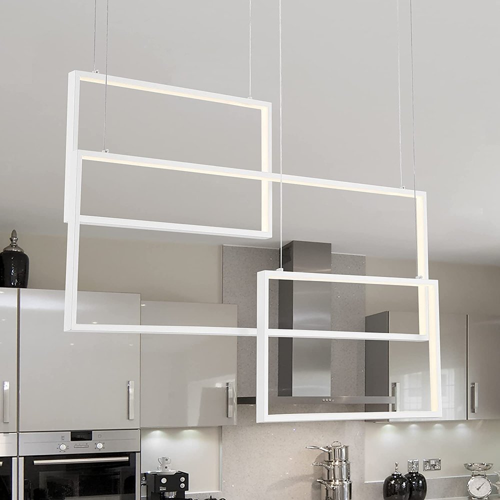 White Candle Style Three Light Metal LED Dimmable Chandelier