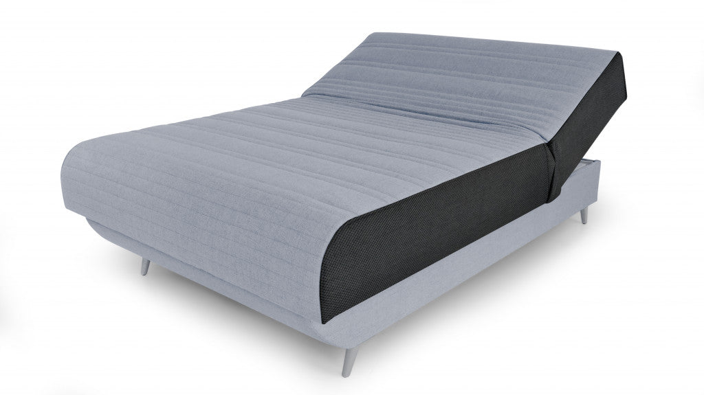 Light Gray Full Adjustable Upholstered Polyester No Bed Frame with Mattress