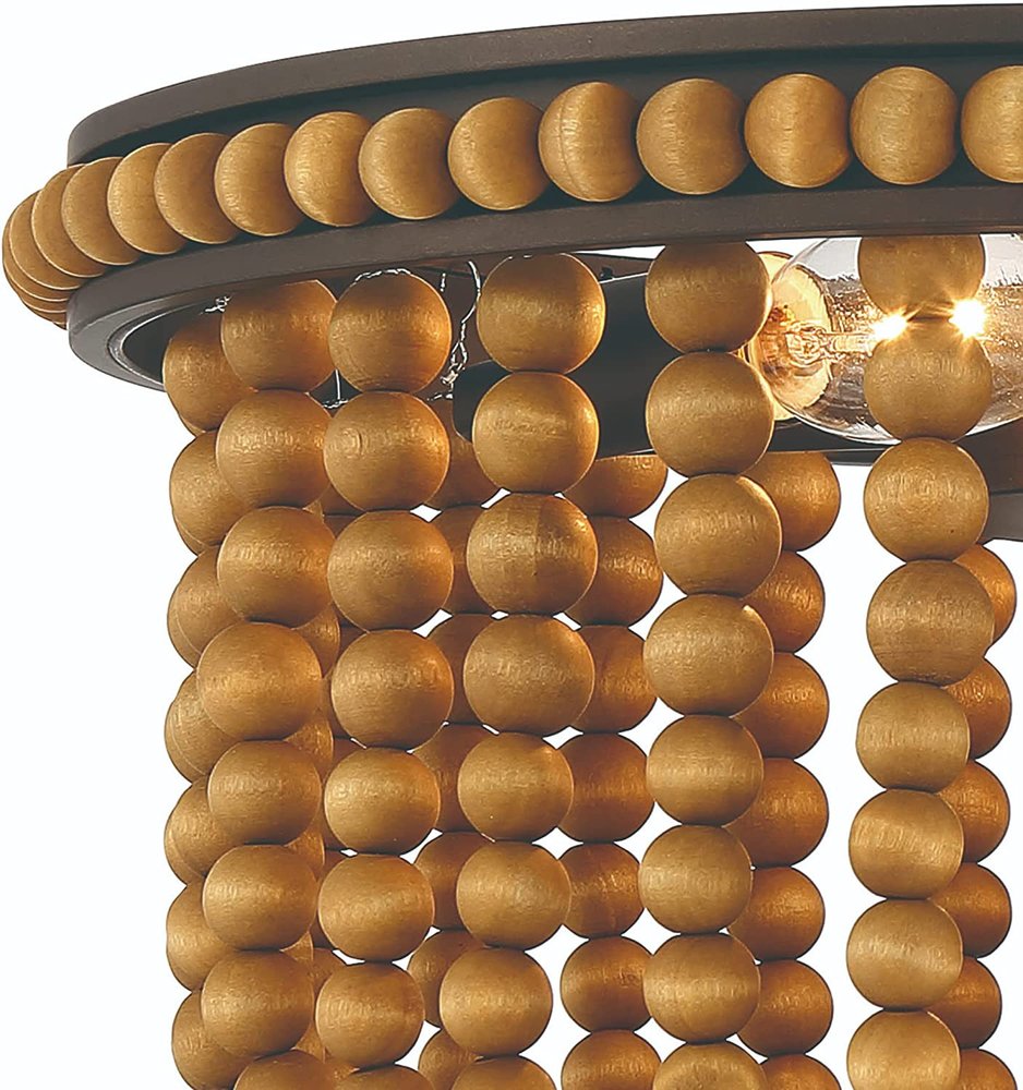 Brown And Black Unique Statement Two Light Metal Dimmable Flush Chandelier