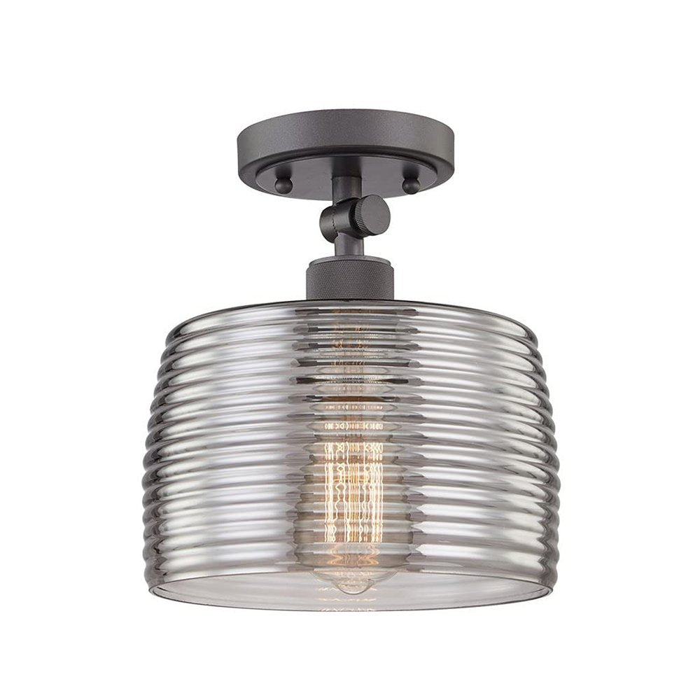 Black Shaded Metal Dimmable Flush Chandelier With Clear Shades