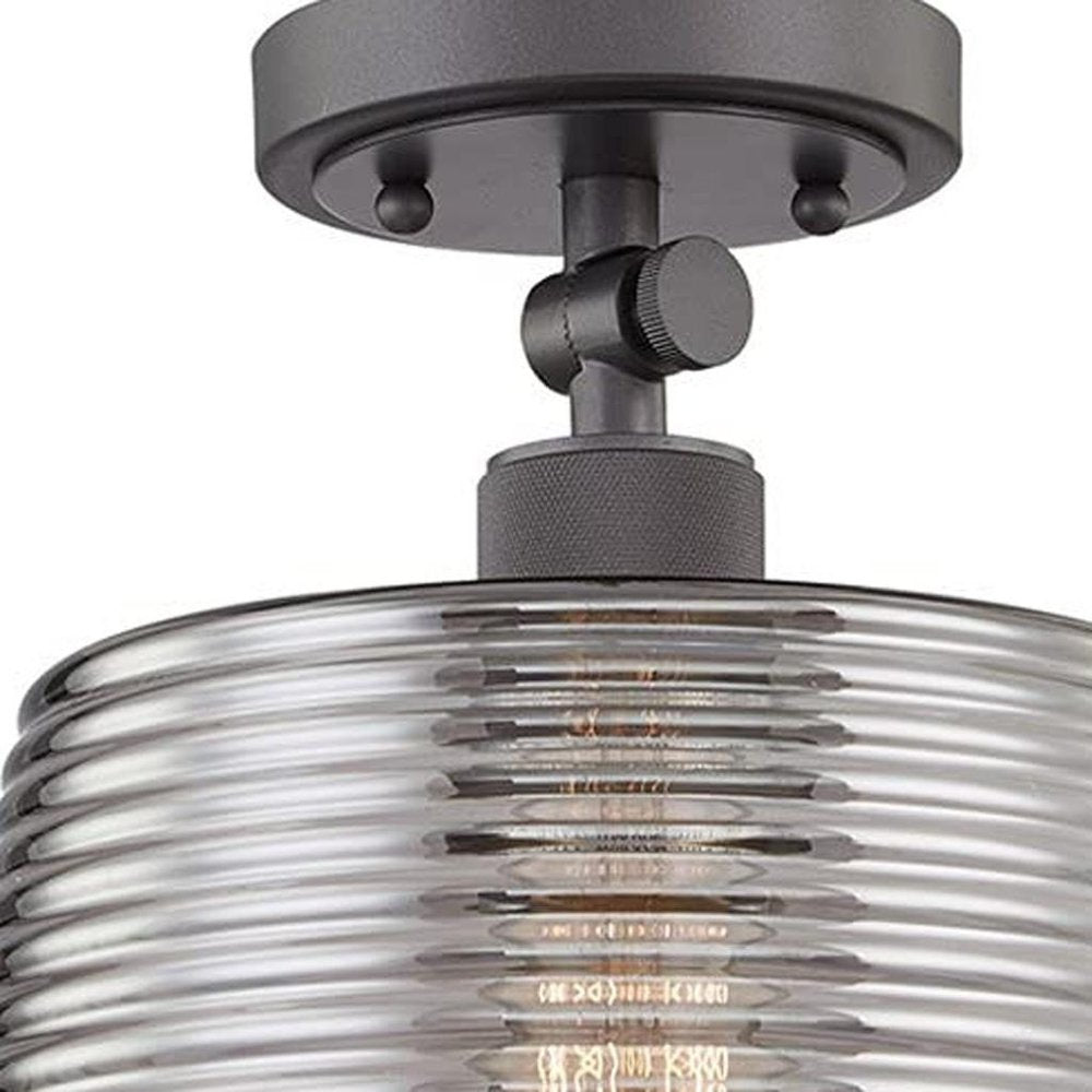 Black Shaded Metal Dimmable Flush Chandelier With Clear Shades