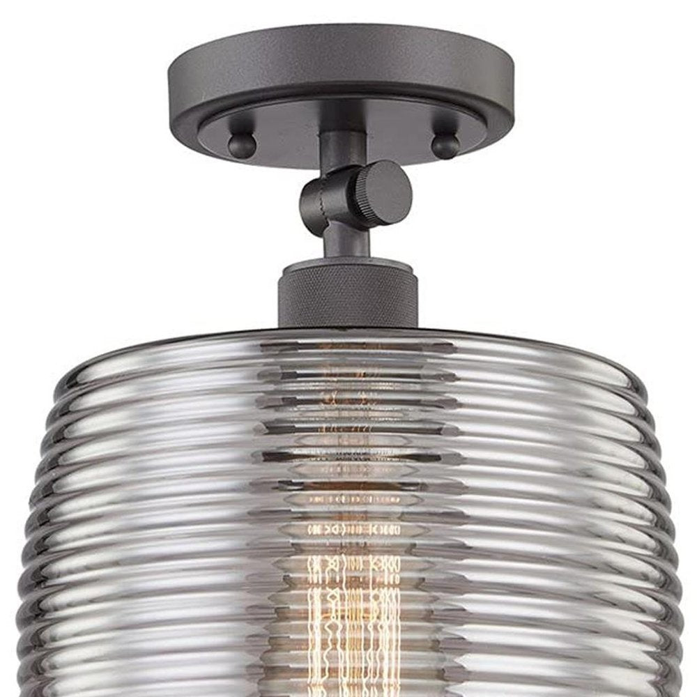 Black Shaded Metal Dimmable Flush Chandelier With Clear Shades