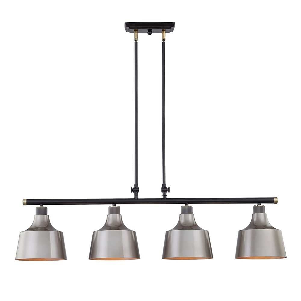 Black And Gray Kitchen Island Four Light Metal Dimmable Chandelier With Gray Shades