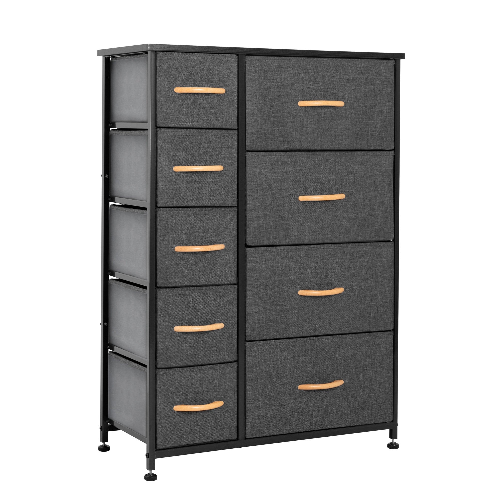 27" Gray and Black Steel and Fabric Nine Drawer Combo Dresser
