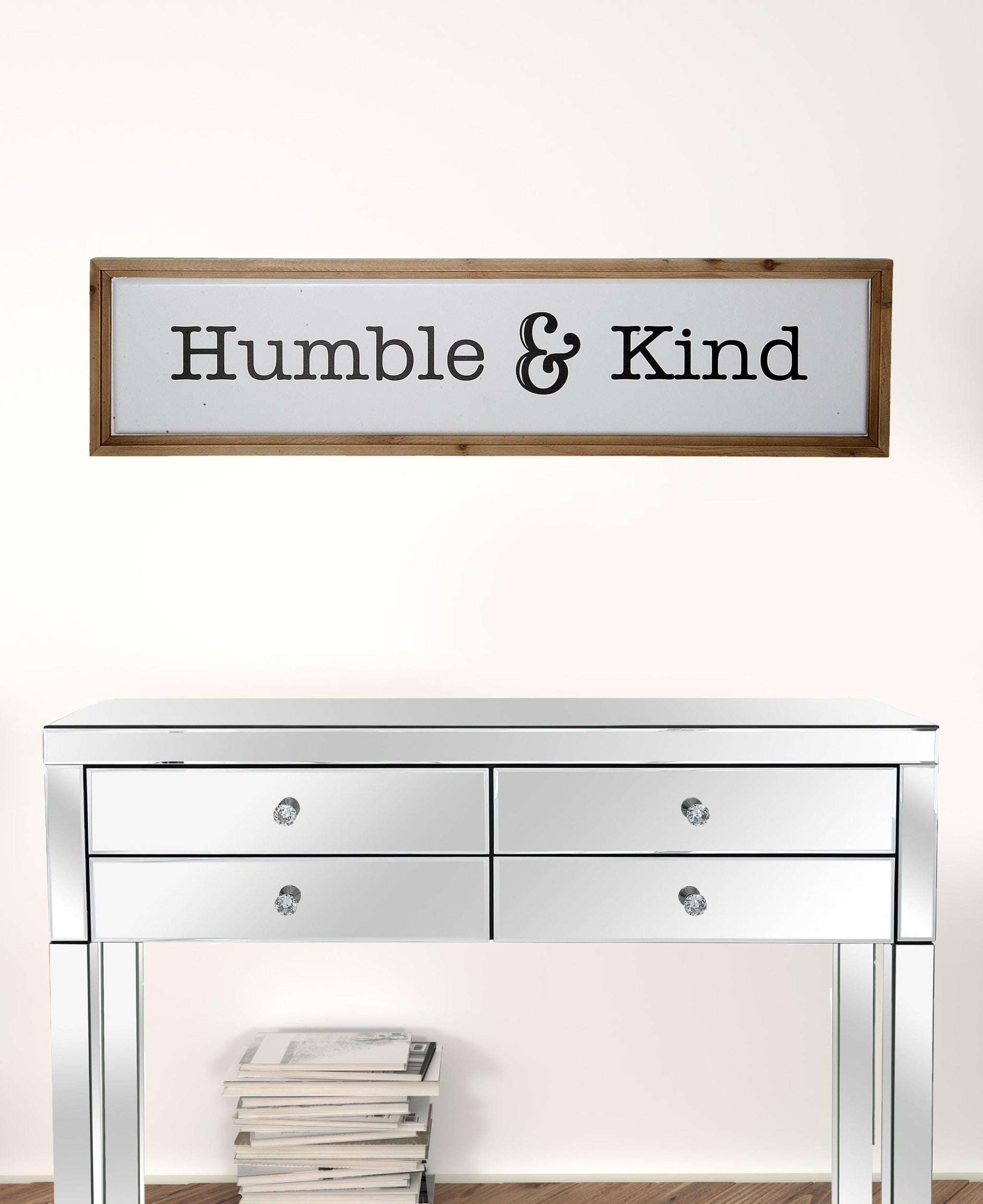 Black And White Metal and Wood Humble And Kind Wall Decor