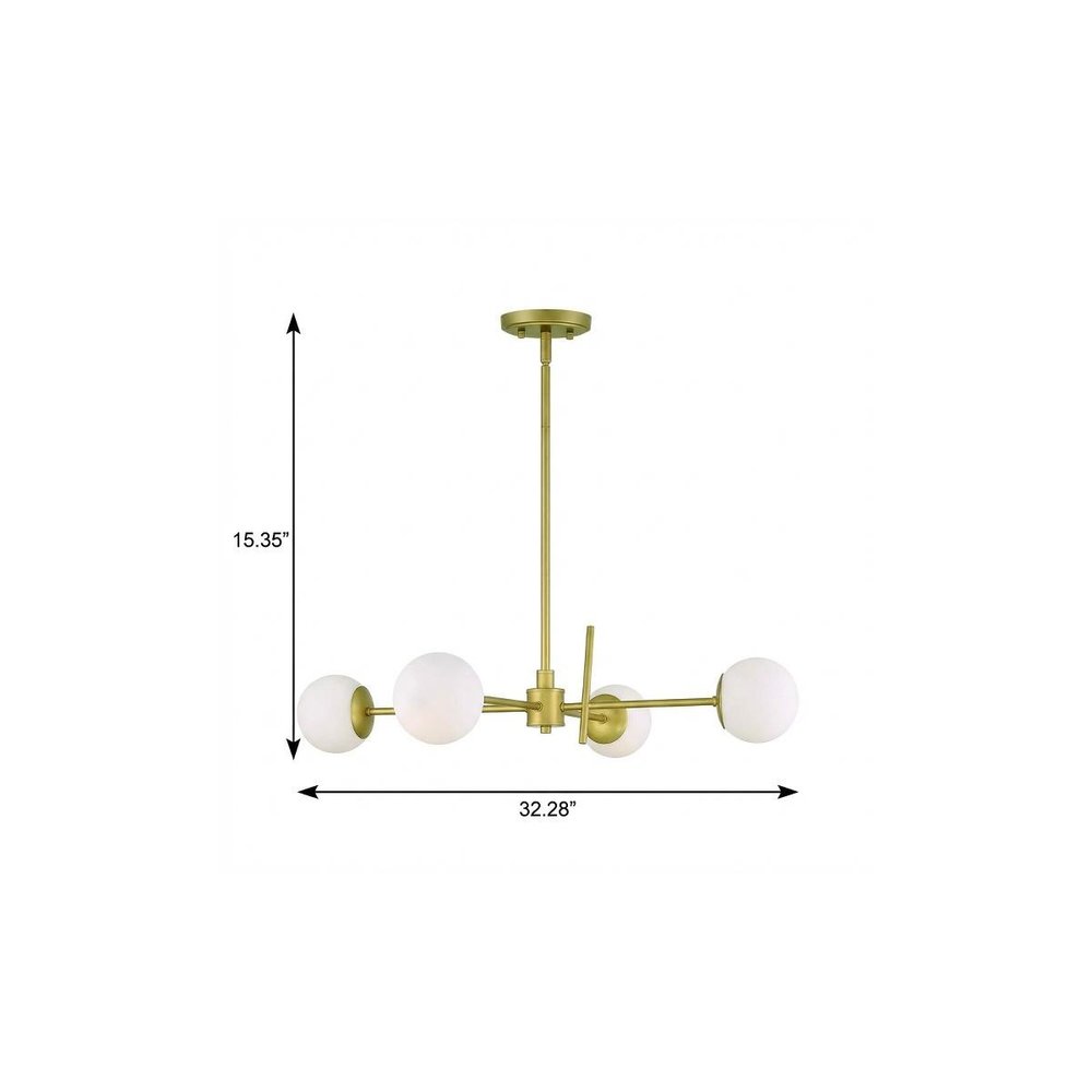 Brass Candle Style Four Light Metal Dimmable Chandelier With White Shades