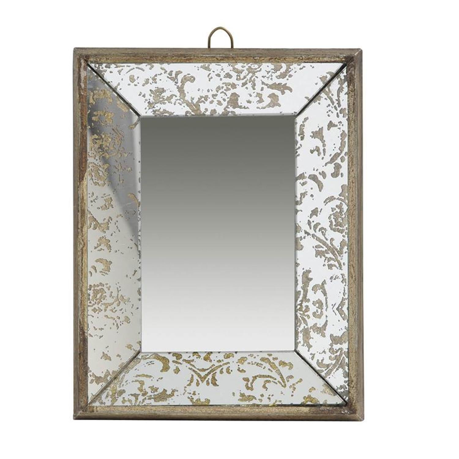 12" Silver Metal Framed Antiqued Glass Accent Mirror