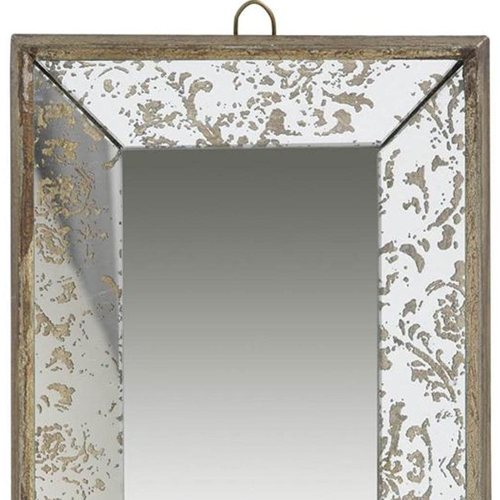 12" Silver Metal Framed Antiqued Glass Accent Mirror