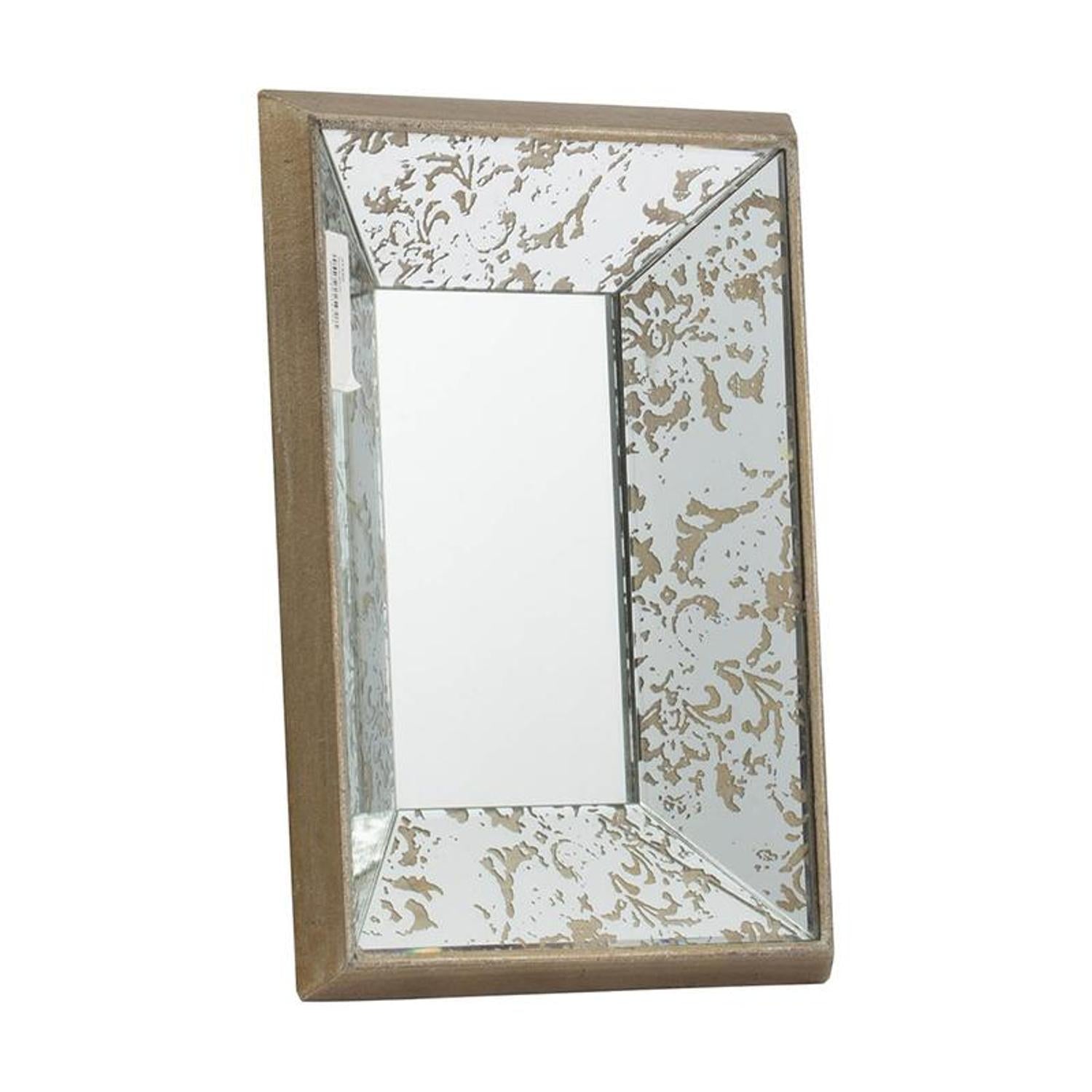 12" Silver Metal Framed Antiqued Glass Accent Mirror