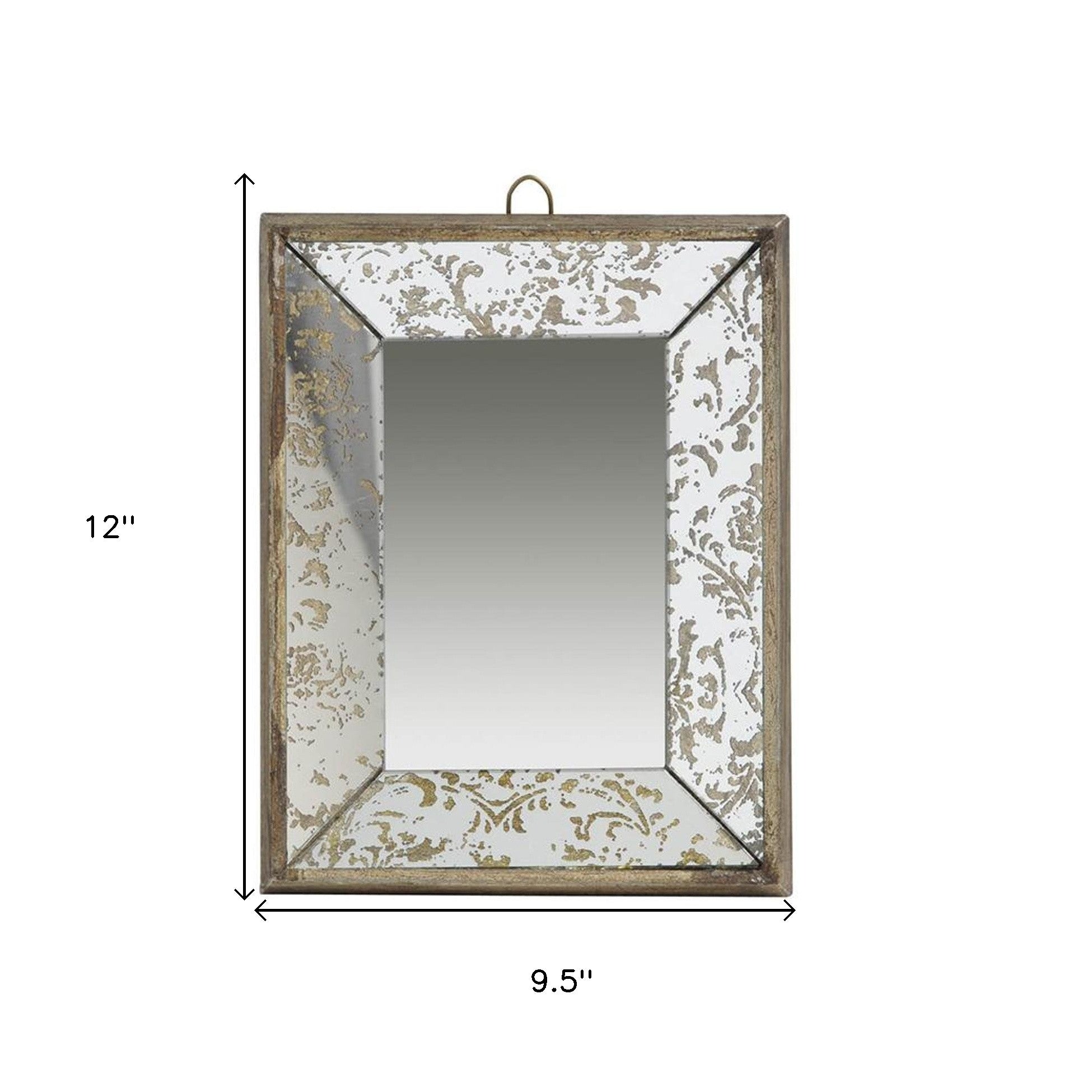 12" Silver Metal Framed Antiqued Glass Accent Mirror