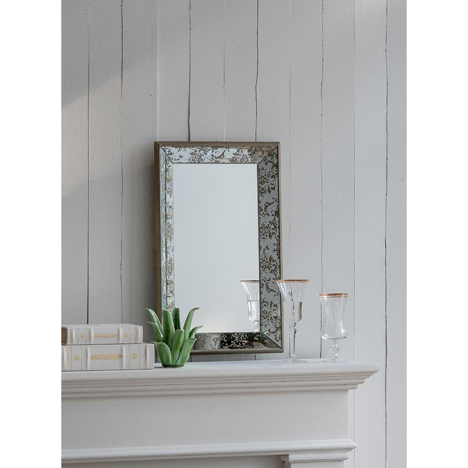 12" Silver Metal Framed Antiqued Glass Accent Mirror