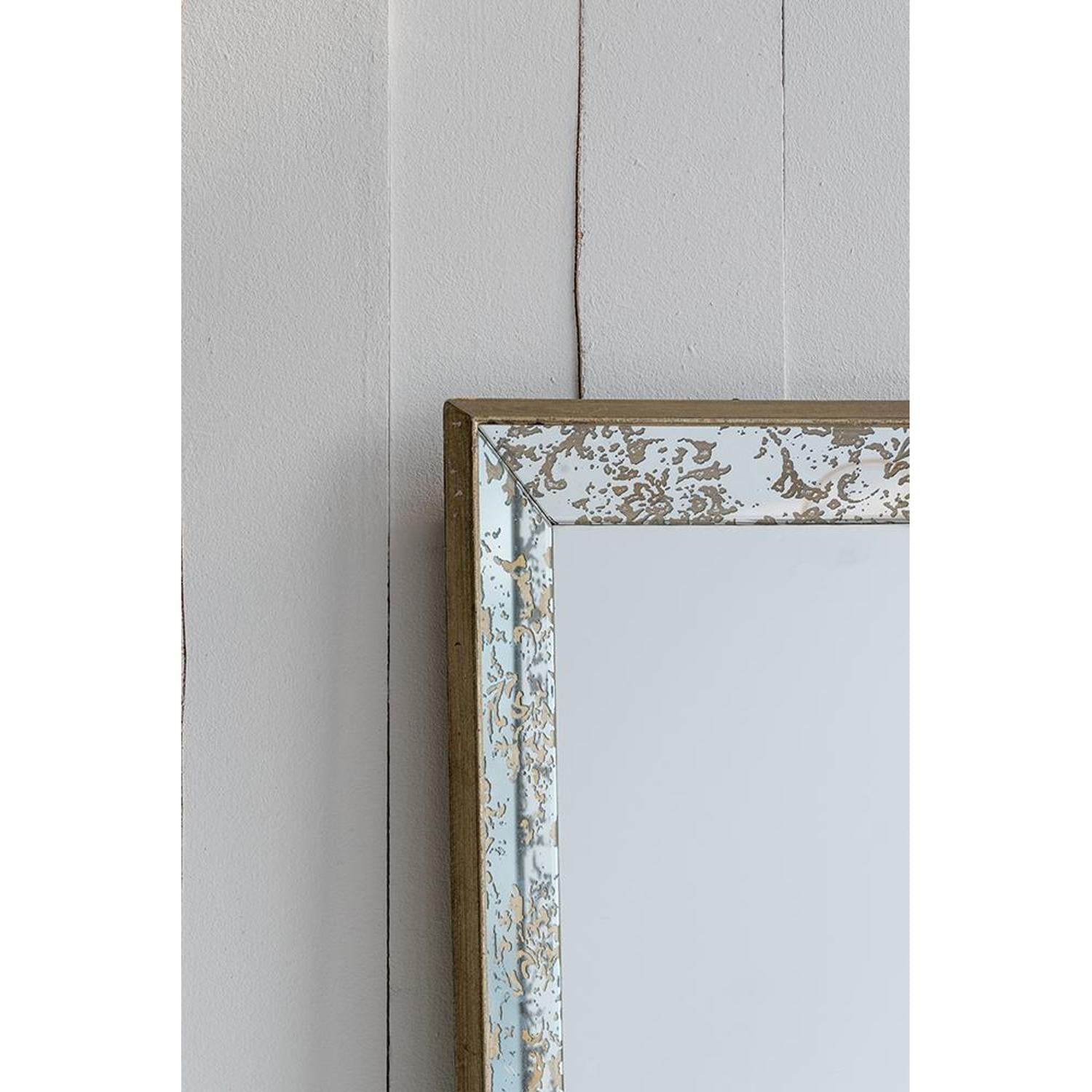 12" Silver Metal Framed Antiqued Glass Accent Mirror