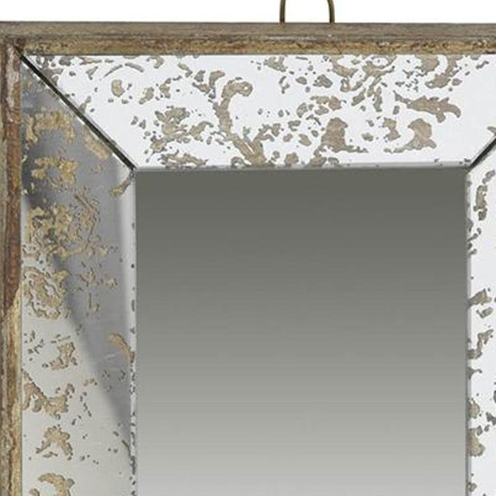 12" Silver Metal Framed Antiqued Glass Accent Mirror