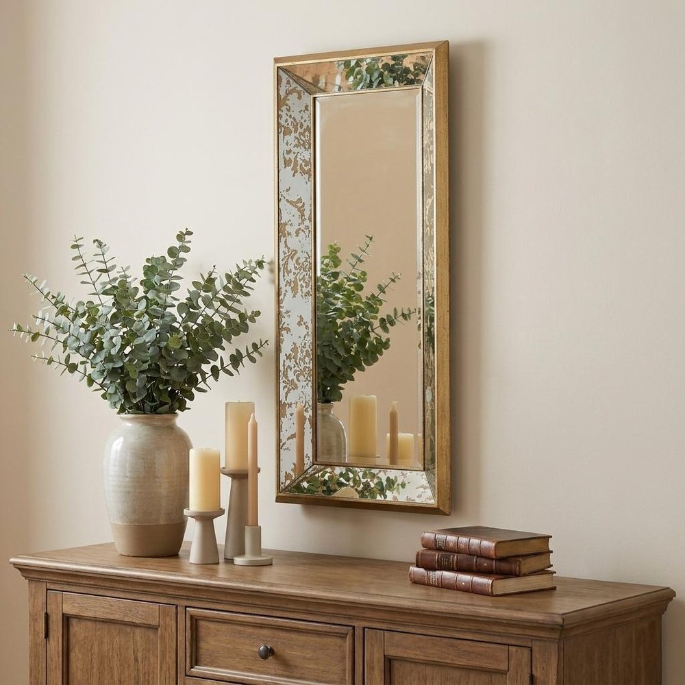 20" Silver Glass Framed Accent Mirror
