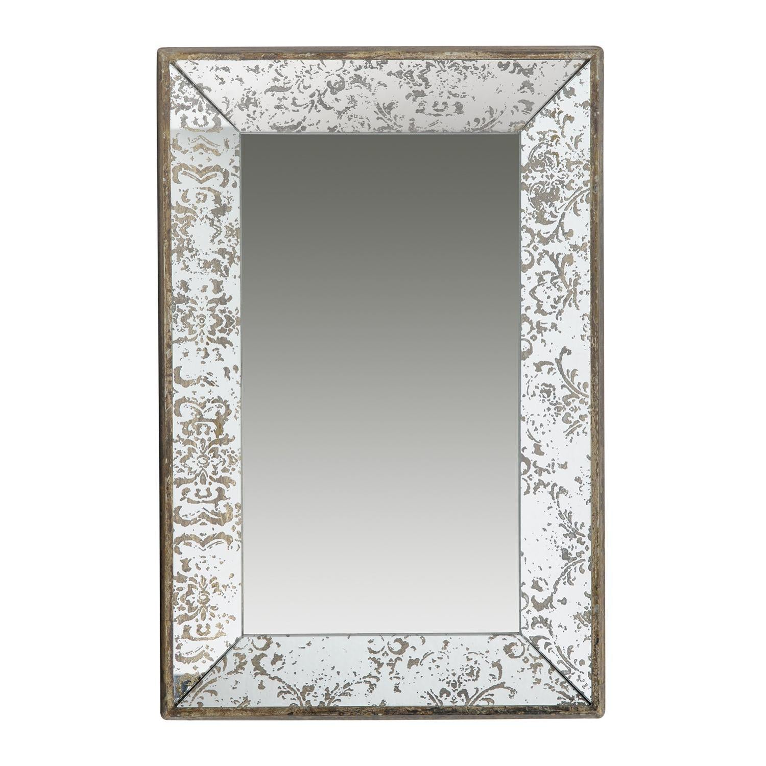 24" Silver Glass Framed Accent Mirror