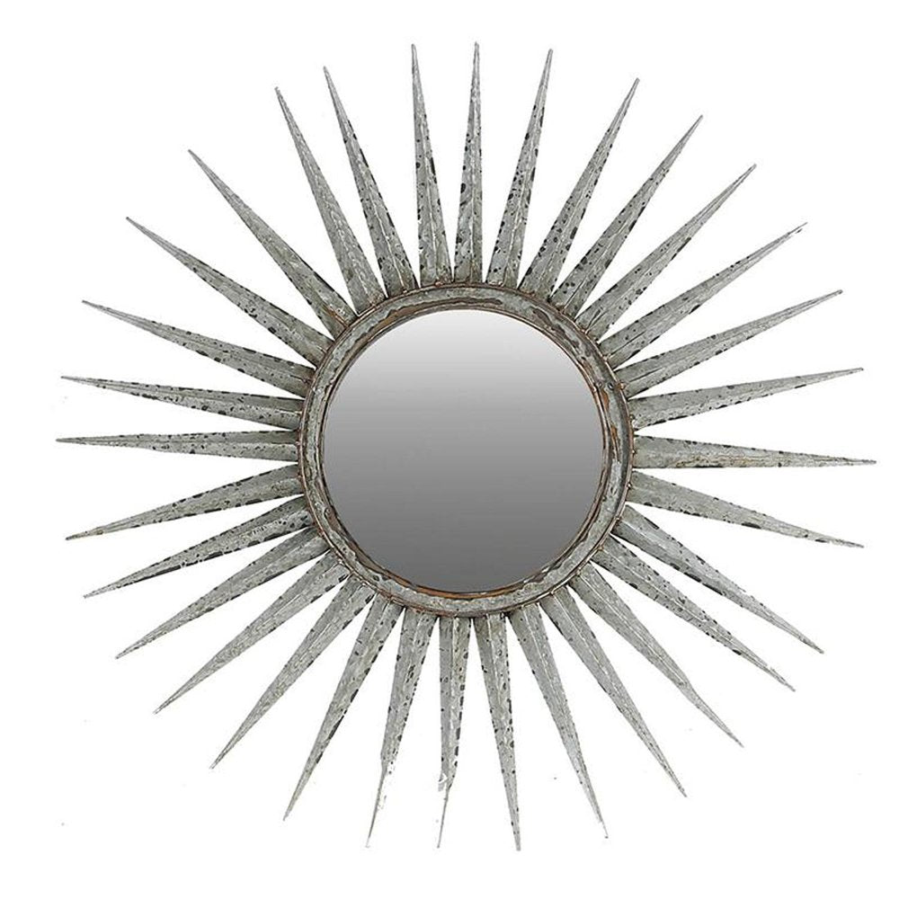 30" Silver Metal Sunburst Framed Accent Mirror