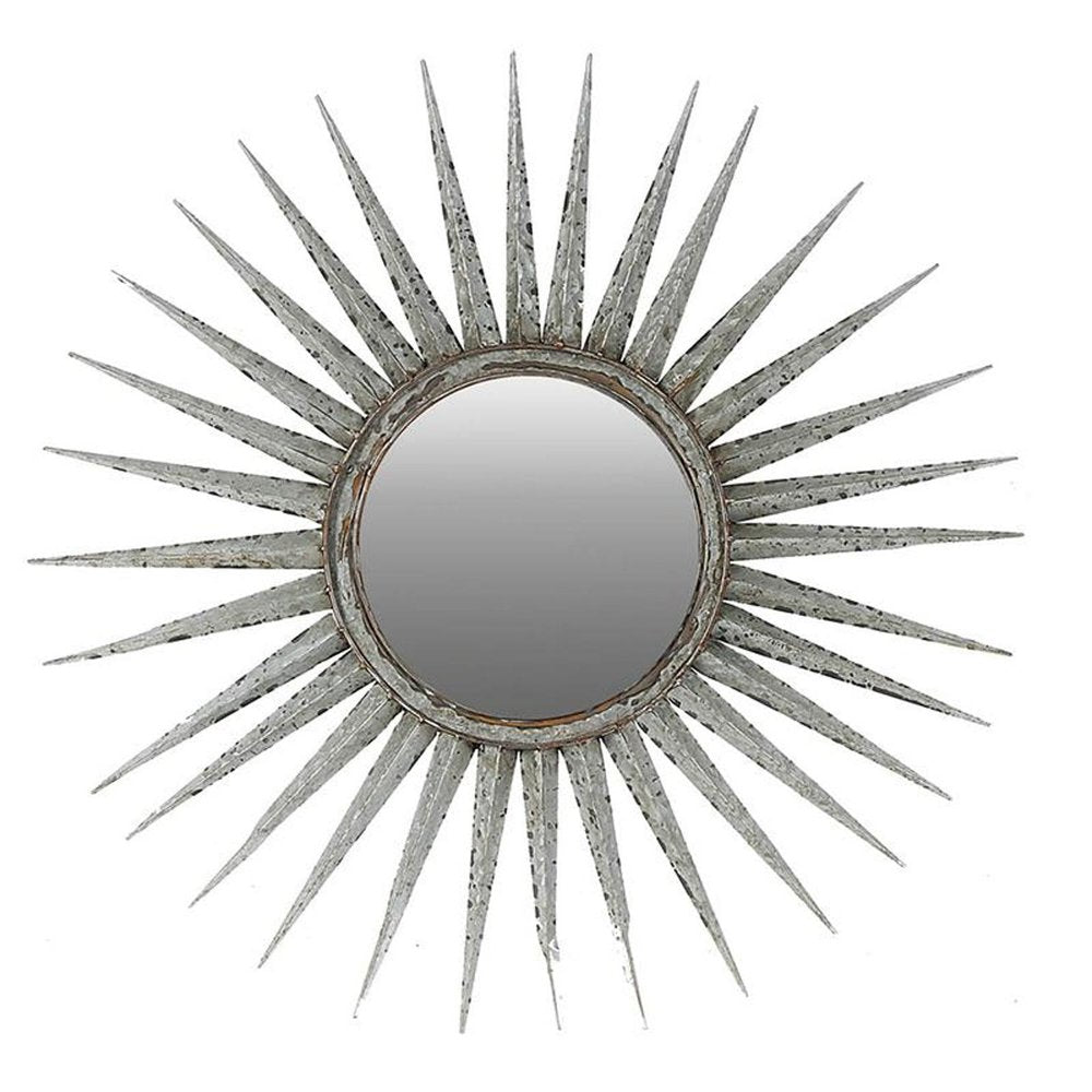 30" Silver Metal Sunburst Framed Accent Mirror