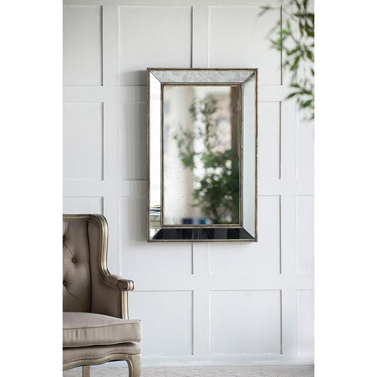43" Silver Wood Framed Accent Mirror
