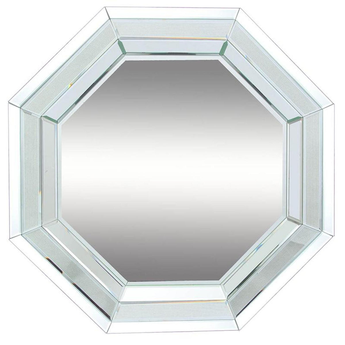 28" Silver Octagon Glass Framed Accent Mirror