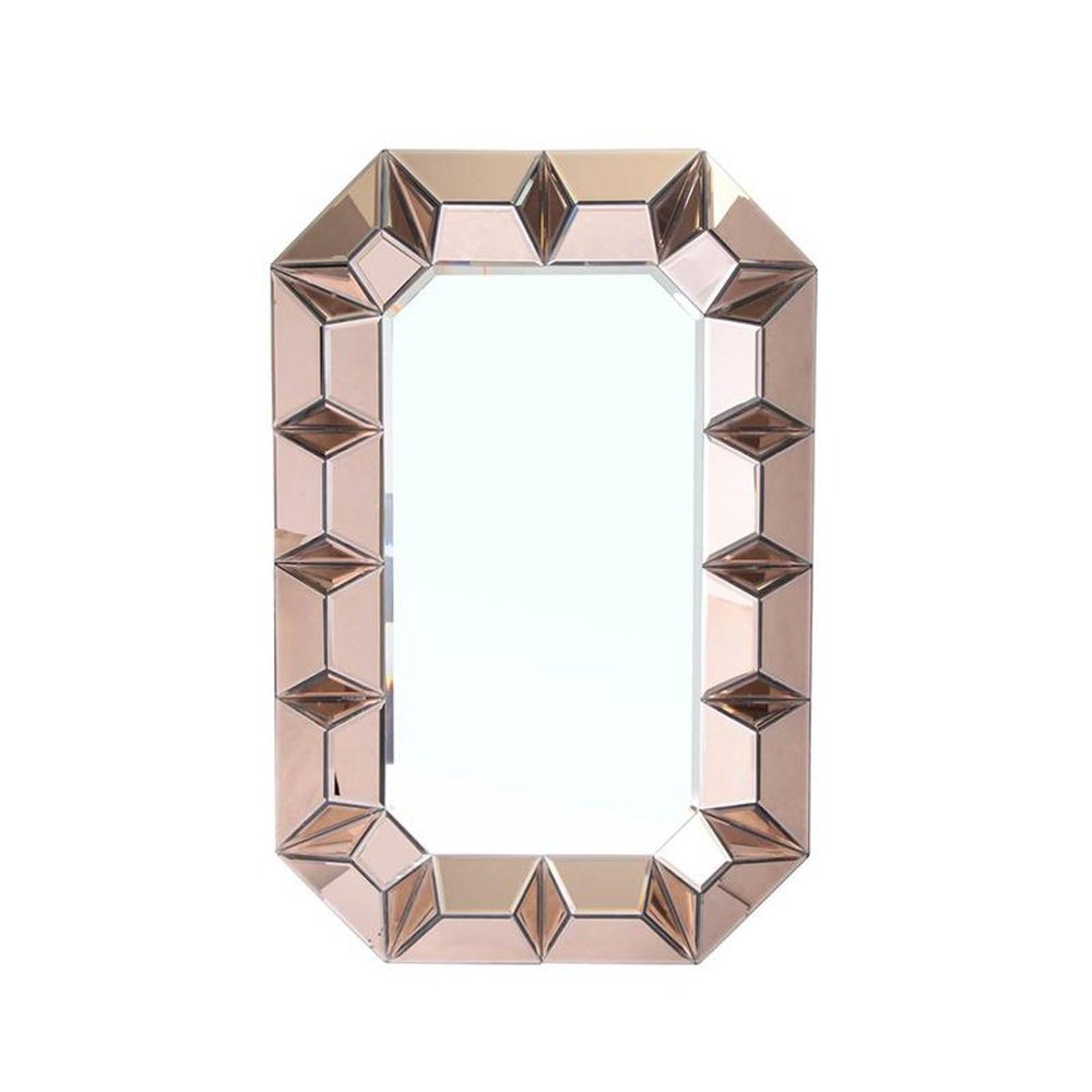 35" Rose Gold Glass Abstract Ornate Framed Accent Mirror