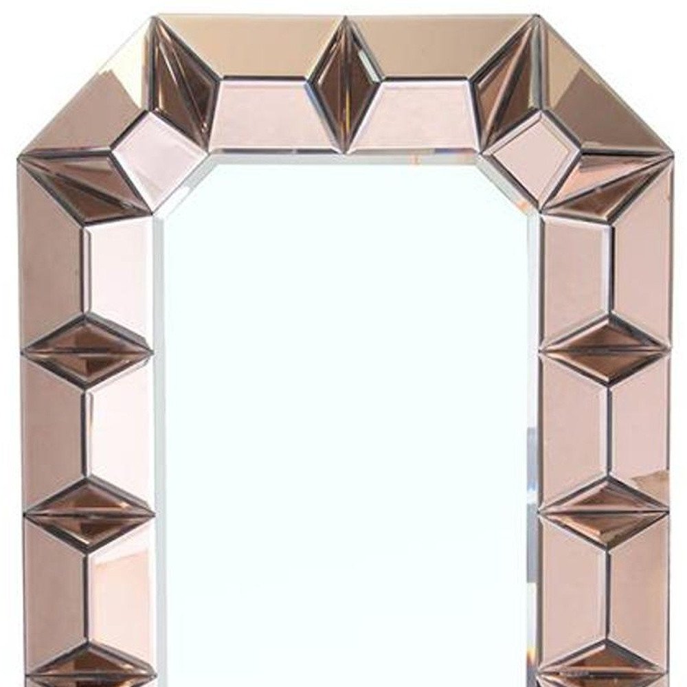 35" Rose Gold Glass Abstract Ornate Framed Accent Mirror