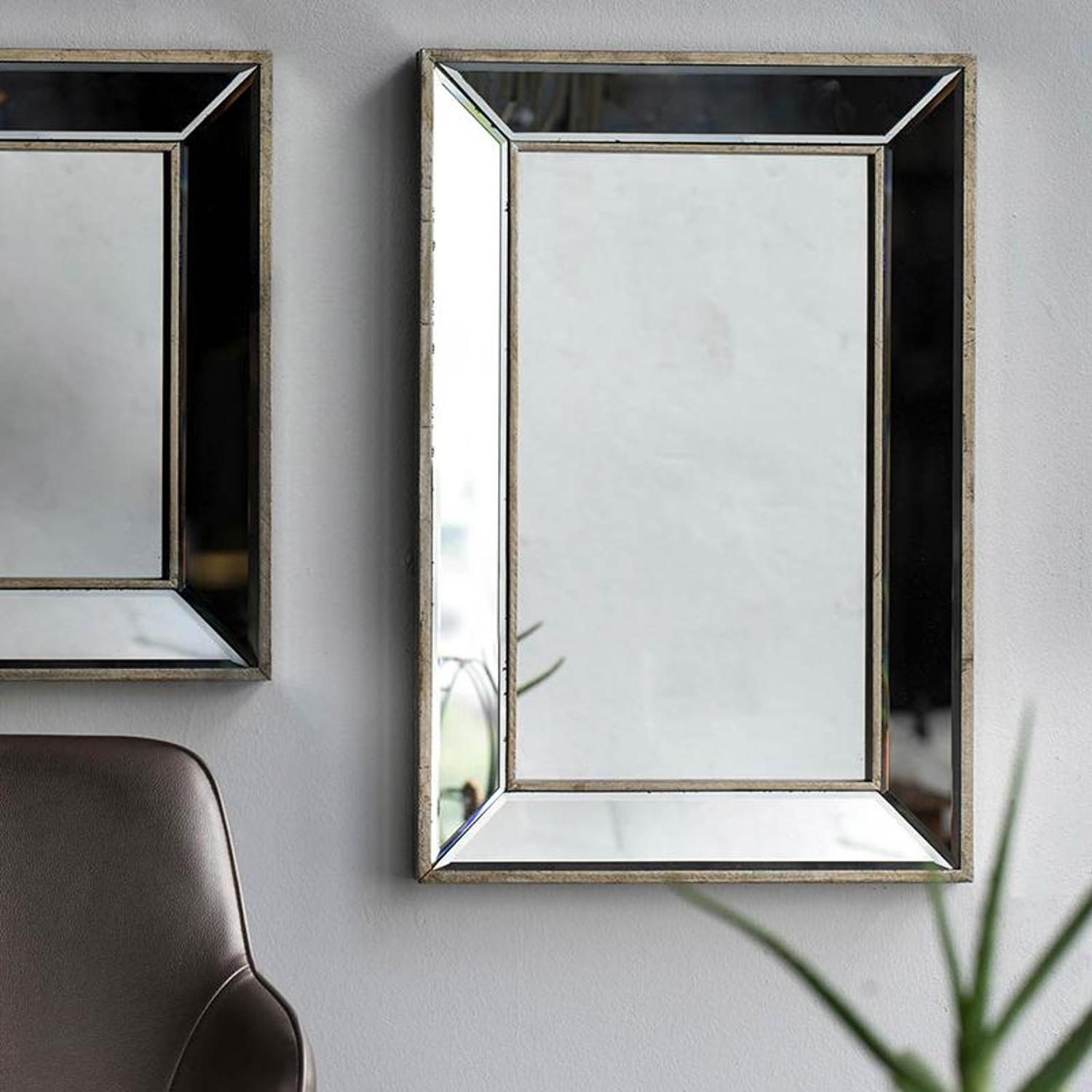 16" Silver Glass Framed Accent Mirror