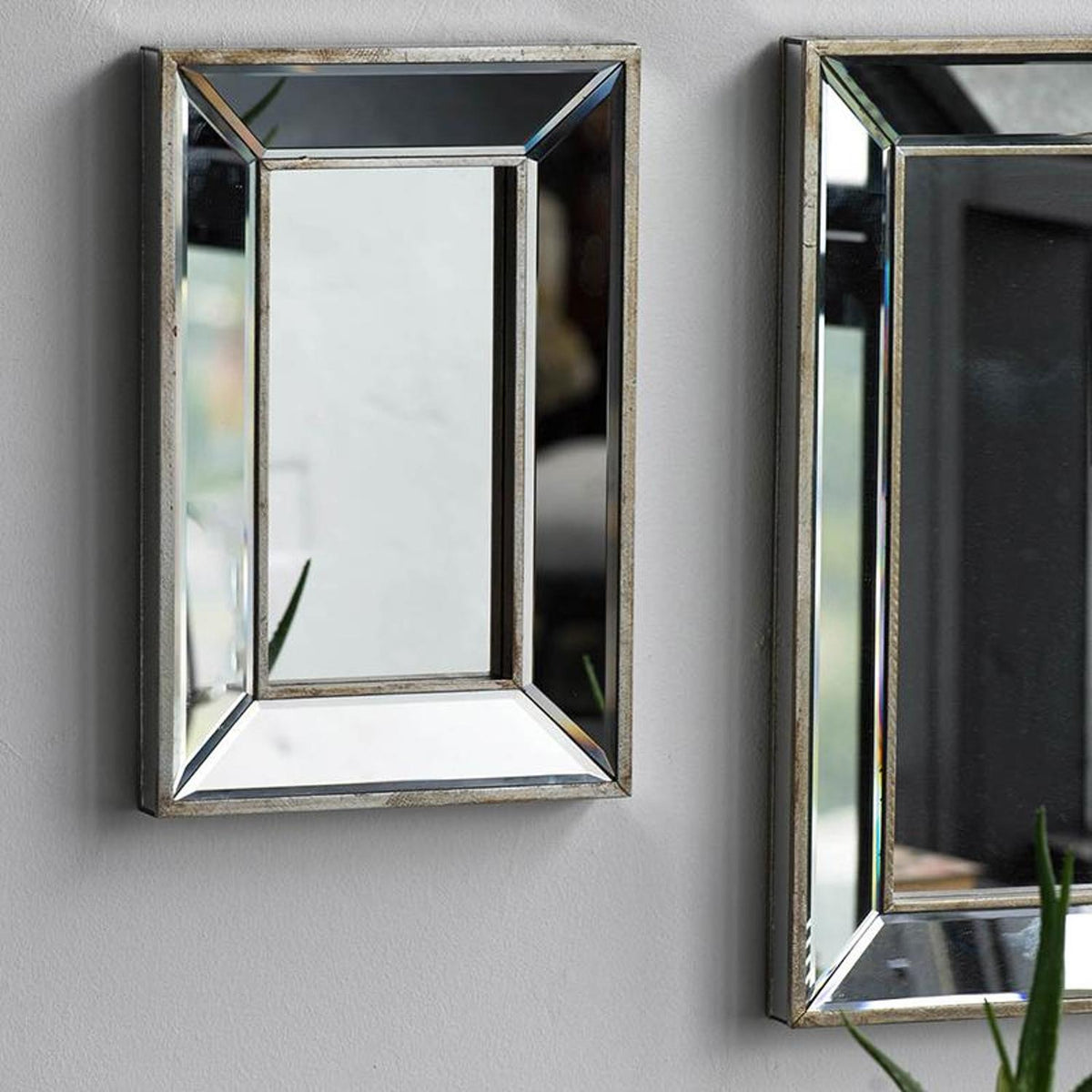 18" Silver Beveled Glass Framed Accent Mirror
