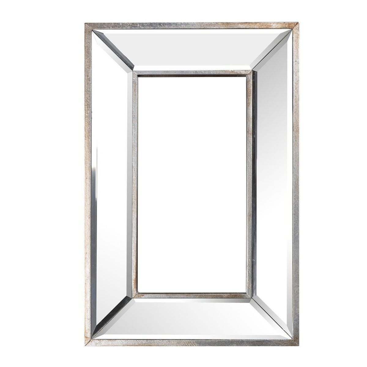 18" Silver Beveled Glass Framed Accent Mirror