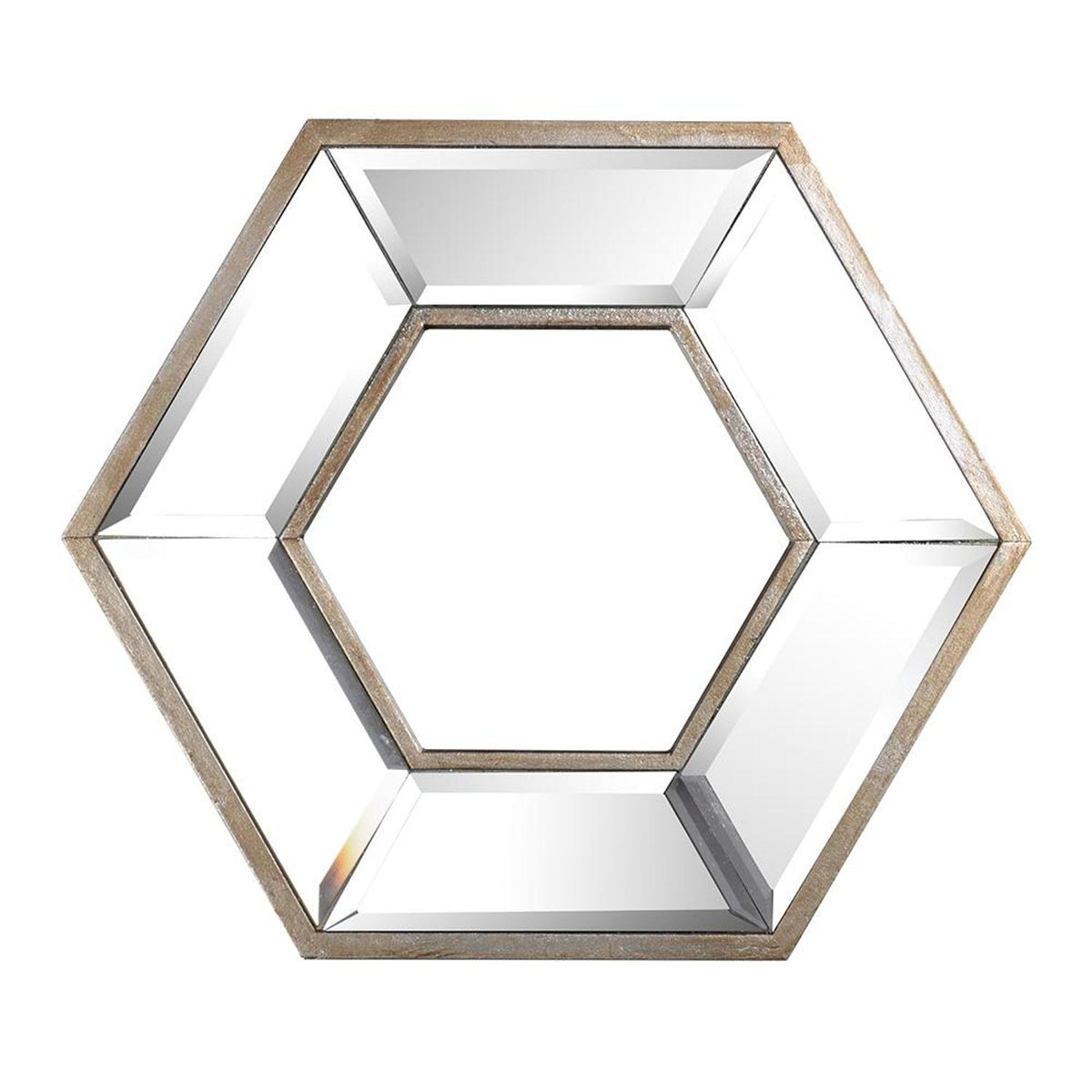 12" Silver Wood Hexagon Framed Accent Mirror