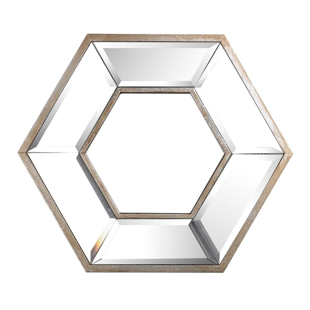 12" Silver Wood Hexagon Framed Accent Mirror