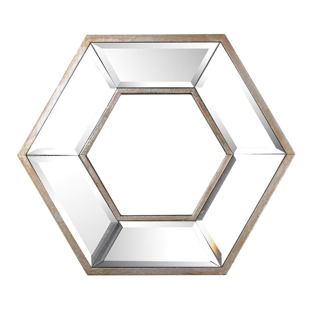 12" Silver Wood Hexagon Framed Accent Mirror