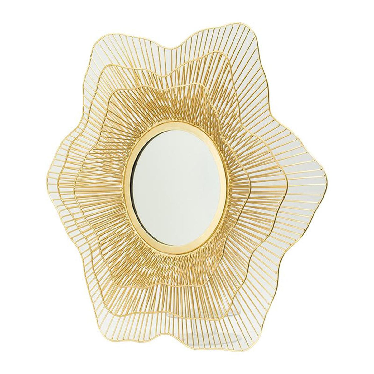 27" Gold Floral Sunburst Iron Framed Accent Mirror