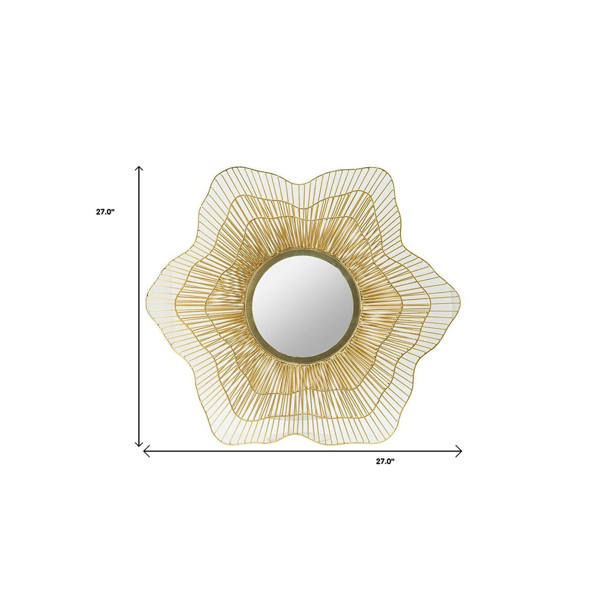 27" Gold Floral Sunburst Iron Framed Accent Mirror