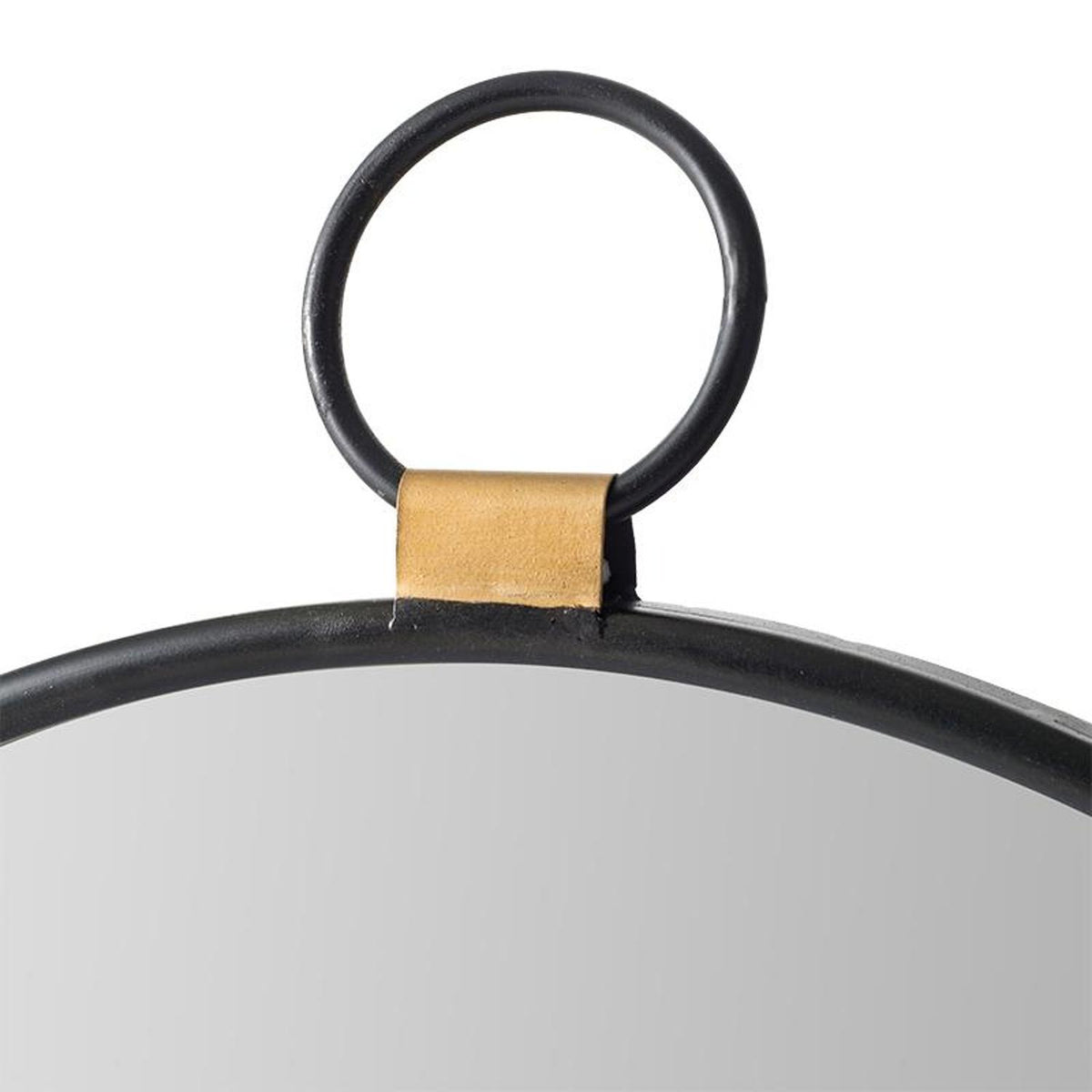 28" Black Round Iron Framed Accent Mirror