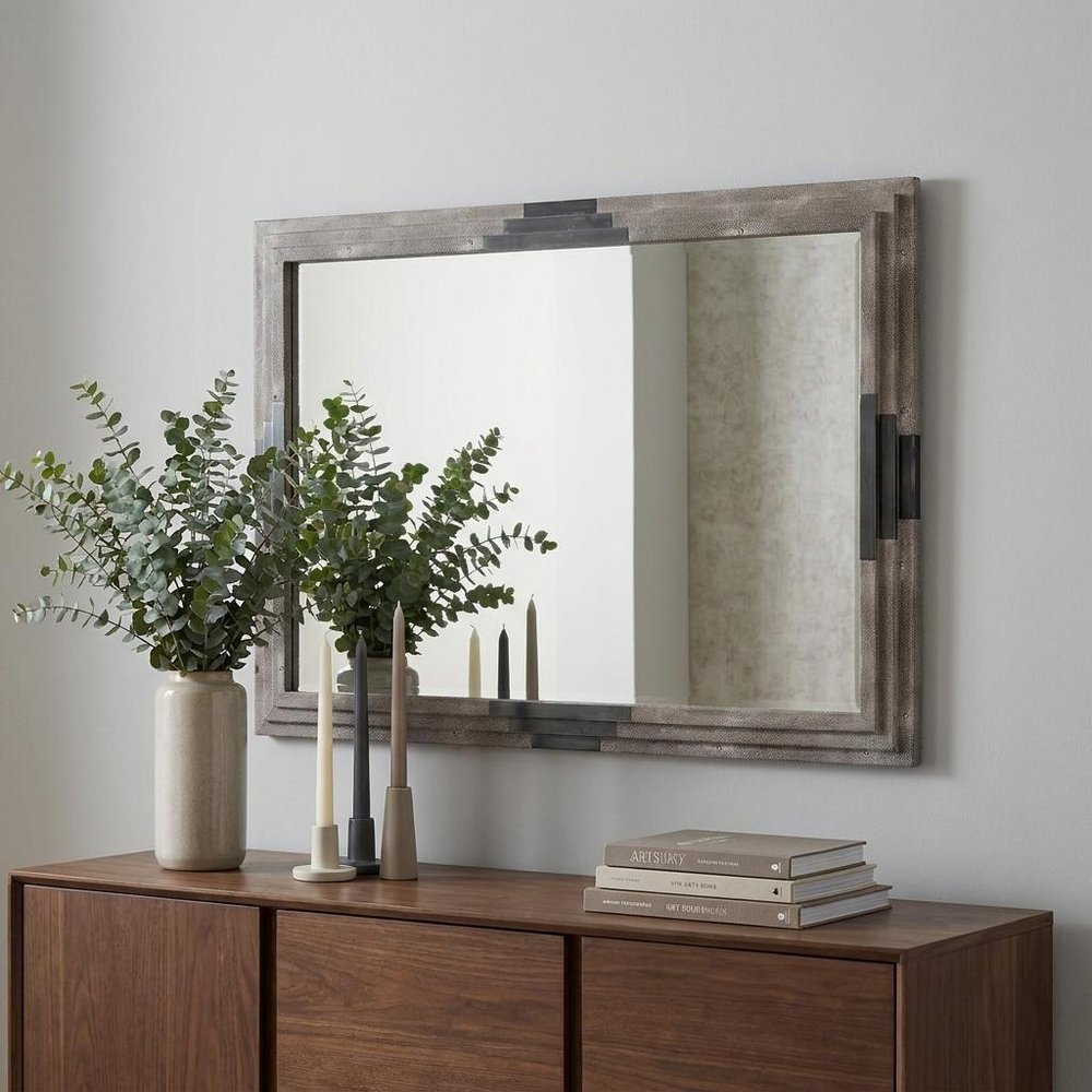 28" Gray Framed Accent Mirror