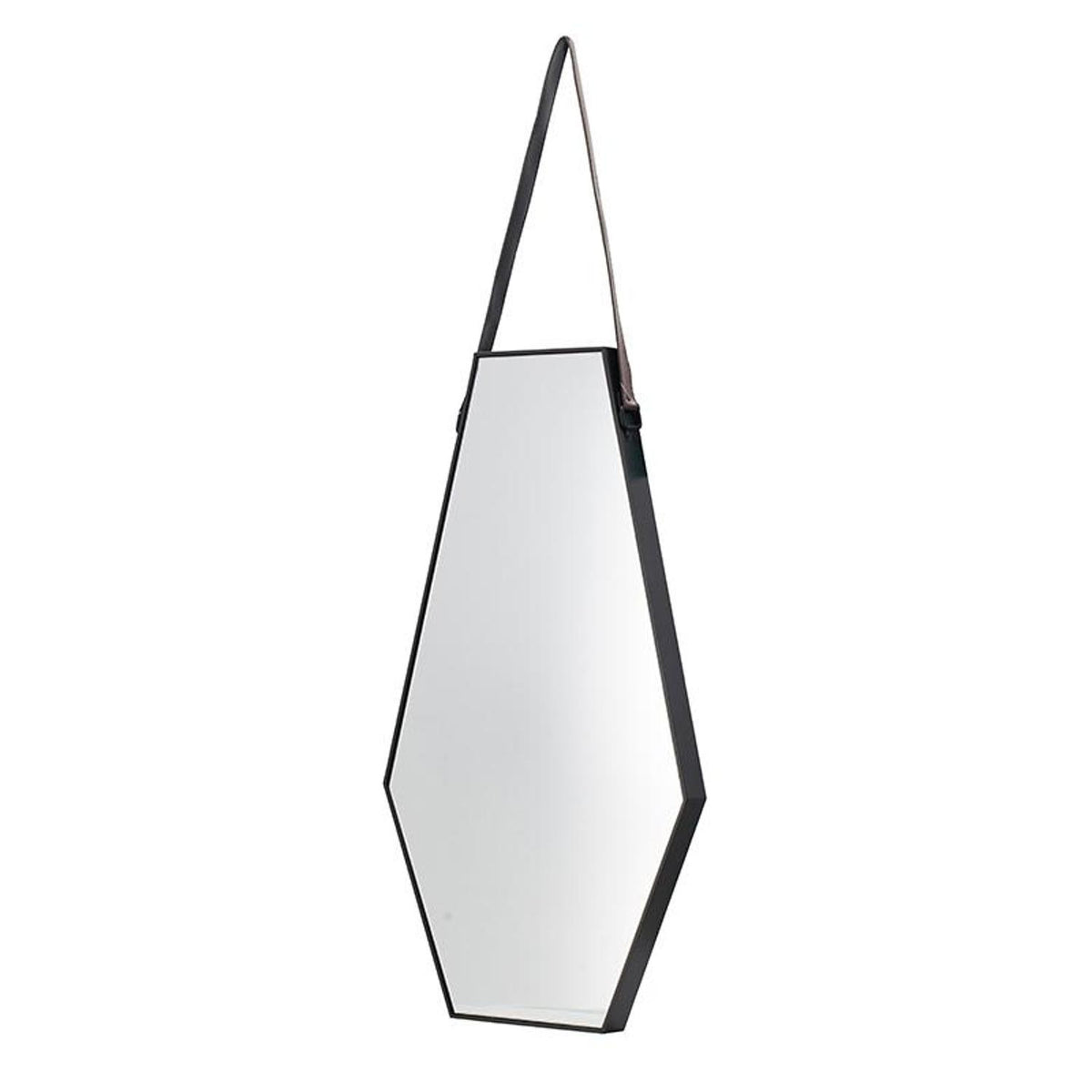 32" Black Hexagon Wood Framed Accent Mirror