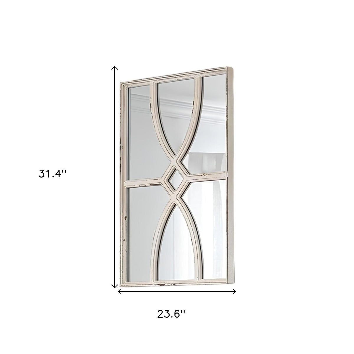 Set of Two White Wood Framed Accent Mirror