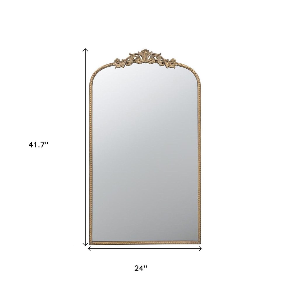 42" Gold Arch Iron Framed Accent Mirror