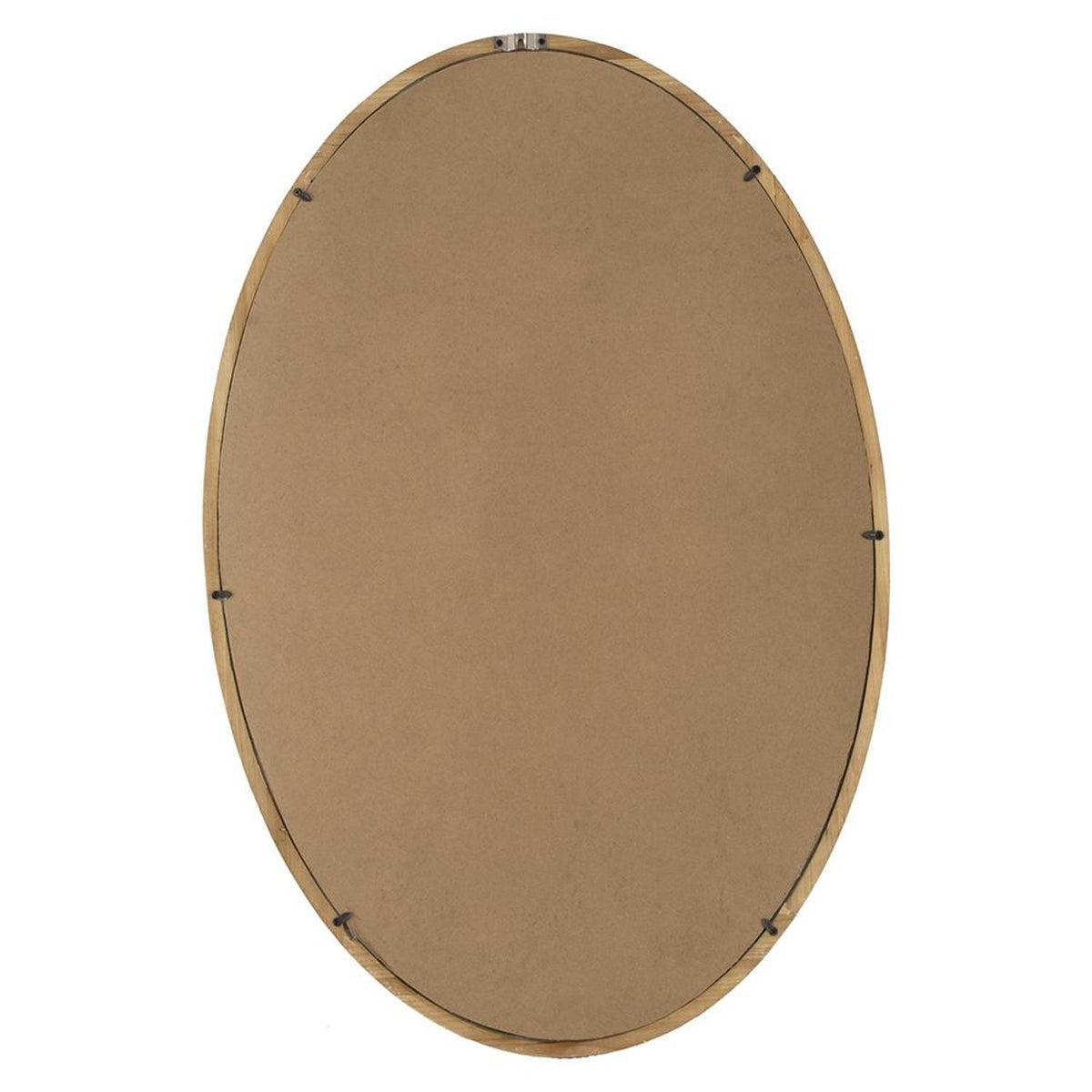 35" Brown Oval Solid Wood Framed Accent Mirror
